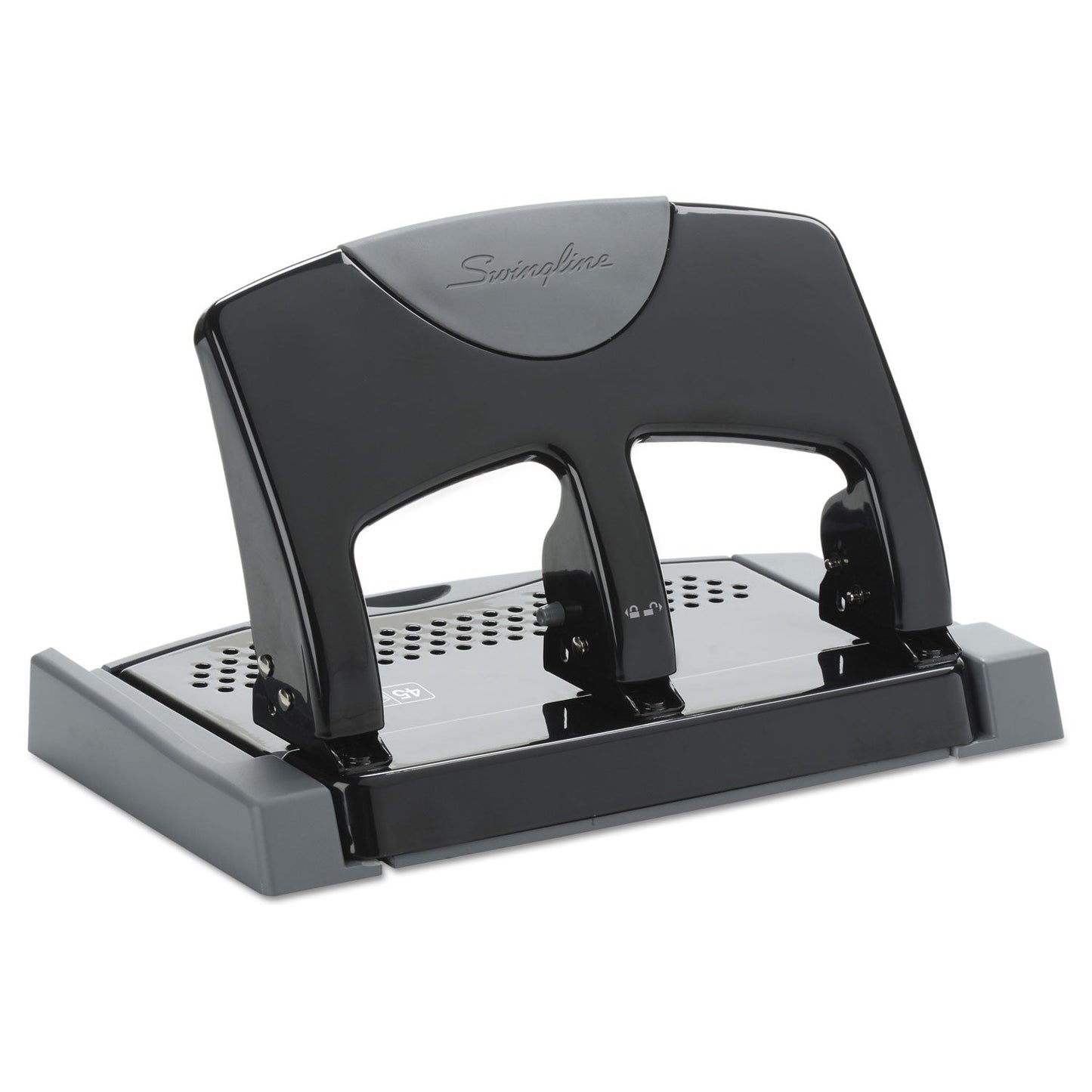 Swingline 45-Sheet SmartTouch Three-Hole Punch, 9/32" Holes, Black/Gray