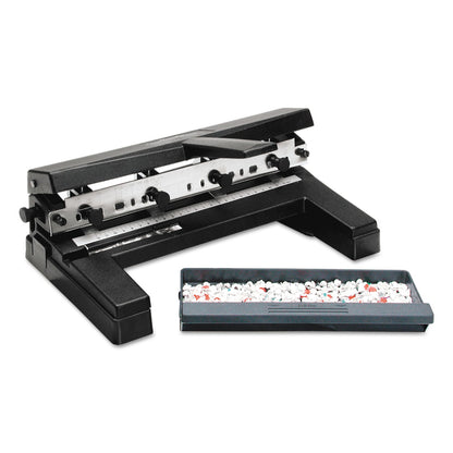 Swingline 40-Sheet Heavy-Duty Two- to Four-Hole Adjustable Heavy-Duty Paper Punch, 9/32" Holes, Black