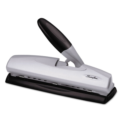 Swingline 20-Sheet LightTouch Desktop Two- to Seven-Hole Punch, 9/32" Holes, Silver/Black