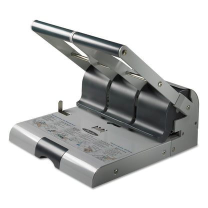 Swingline 160-Sheet Antimicrobial Protected High-Capacity Adjustable Punch, Two- to Three-Hole, 9/32" Holes, Putty/Gray