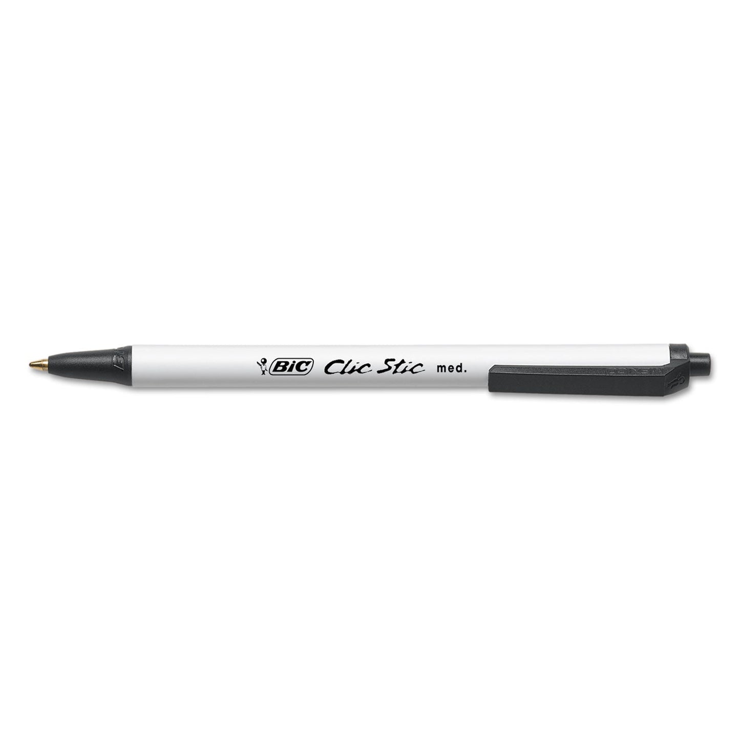 BIC Clic Stic Ballpoint Pen Value Pack, Retractable, Medium 1 mm, Black Ink, White Barrel, 24/Pack