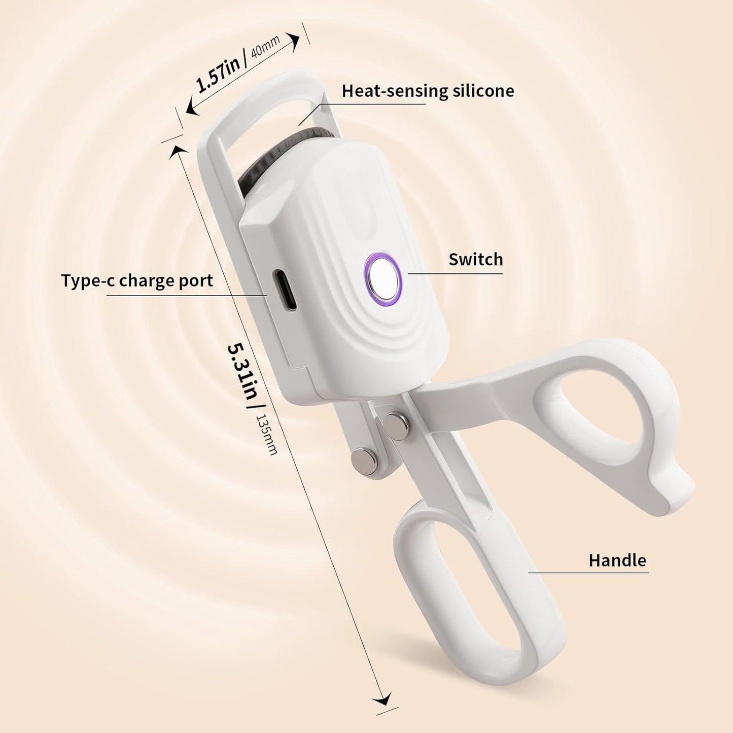 Docolor Heated Eyelash Curler Fast Heat up within 10S, 24 Hours Long Lasting Electric Eyelash Curler 3 Temperature Modes with USB Rechargeable Safe Lash Curler Quick Natural Curling Eye Lashes