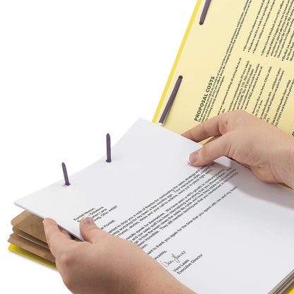 Smead Eight-Section Pressboard Top Tab Classification Folders with SafeSHIELD Fasteners, 3 Dividers, Legal Size, Yellow, 10/Box