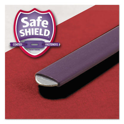 Smead Four-Section Pressboard Top Tab Classification Folders with SafeSHIELD Fasteners, 1 Divider, Letter Size, Bright Red, 10/Box