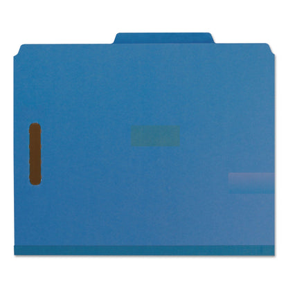 Smead 100% Recycled Pressboard Classification Folders, 2 Dividers, Letter Size, Dark Blue, 10/Box
