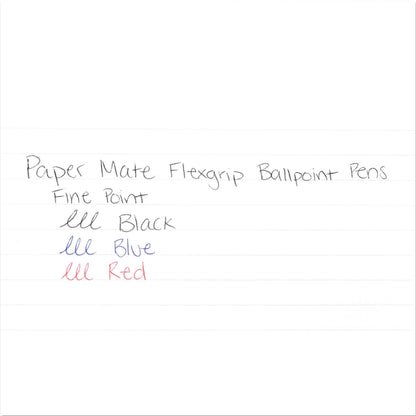 Paper Mate FlexGrip Ultra Ballpoint Pen, Stick, Fine 0.8 mm, Black Ink, Gray Barrel, Dozen