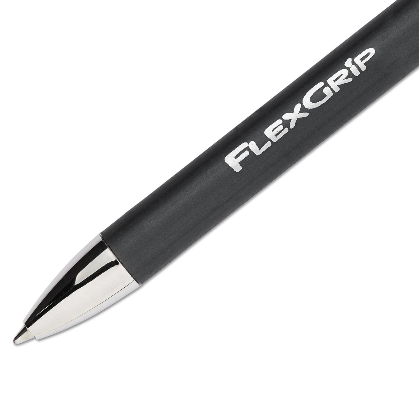 Paper Mate FlexGrip Elite Ballpoint Pen, Retractable, Fine 0.8 mm, Black Ink, Black Barrel, Dozen