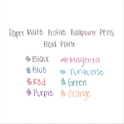 Paper Mate Profile Ballpoint Pen, Retractable, Bold 1.4 mm, Assorted Ink and Barrel Colors, 8/Pack