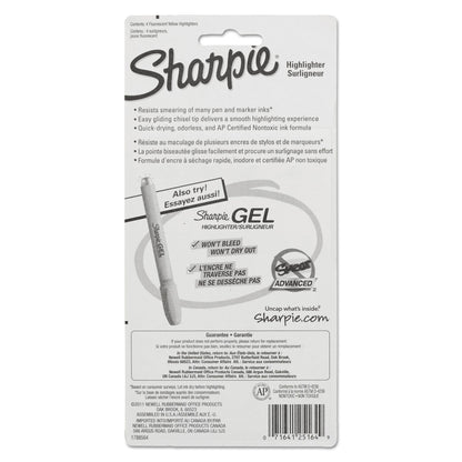 Sharpie Tank Style Highlighters, Fluorescent Yellow Ink, Chisel Tip, Yellow Barrel, 4/Set