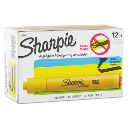 Sharpie Tank Style Highlighters, Yellow Ink, Chisel Tip, Yellow Barrel, Dozen