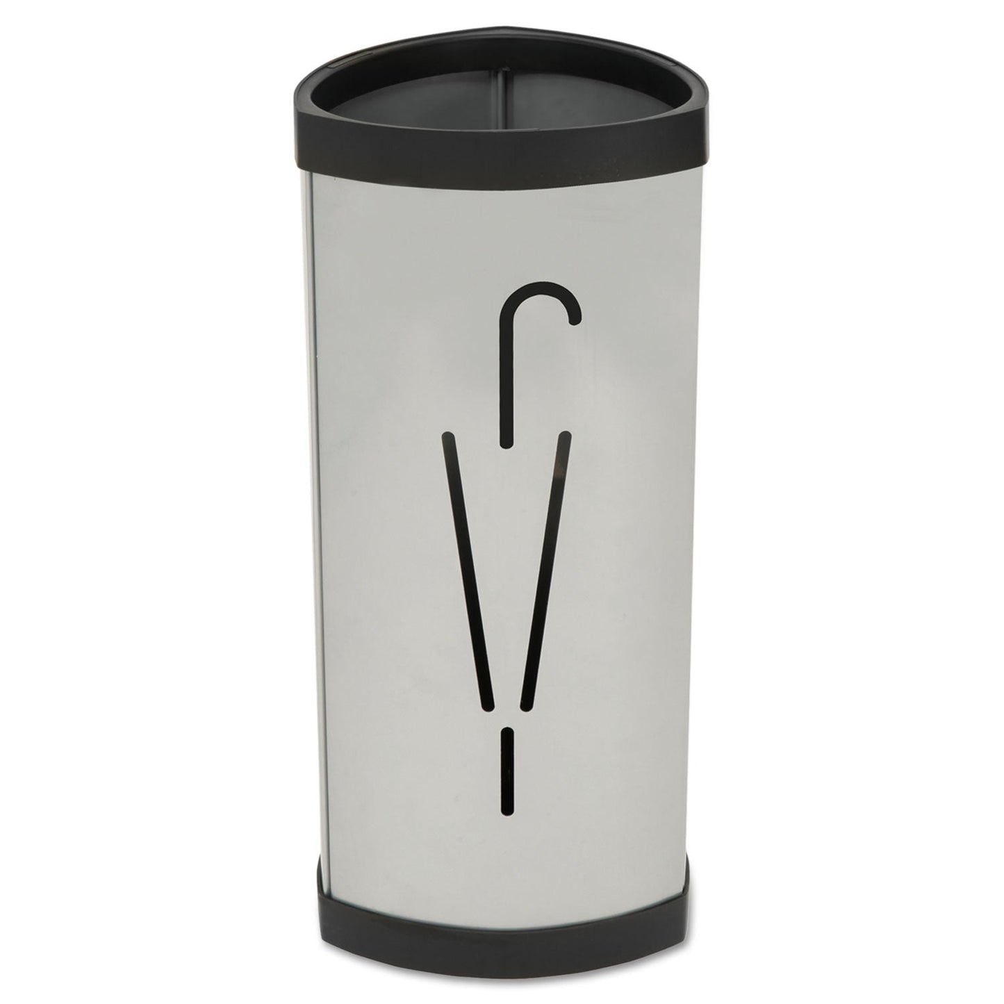 Alba Triangular Umbrella Stand, Steel, 10.25w x 10.25d x 23.67h, Silver/Black