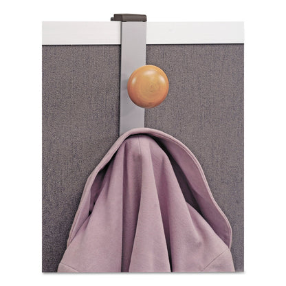 Alba Cubicle Garment Peg, 2-Hook, 1 1/5 x 1 3/8 x 7 9/10, Metallic Gray