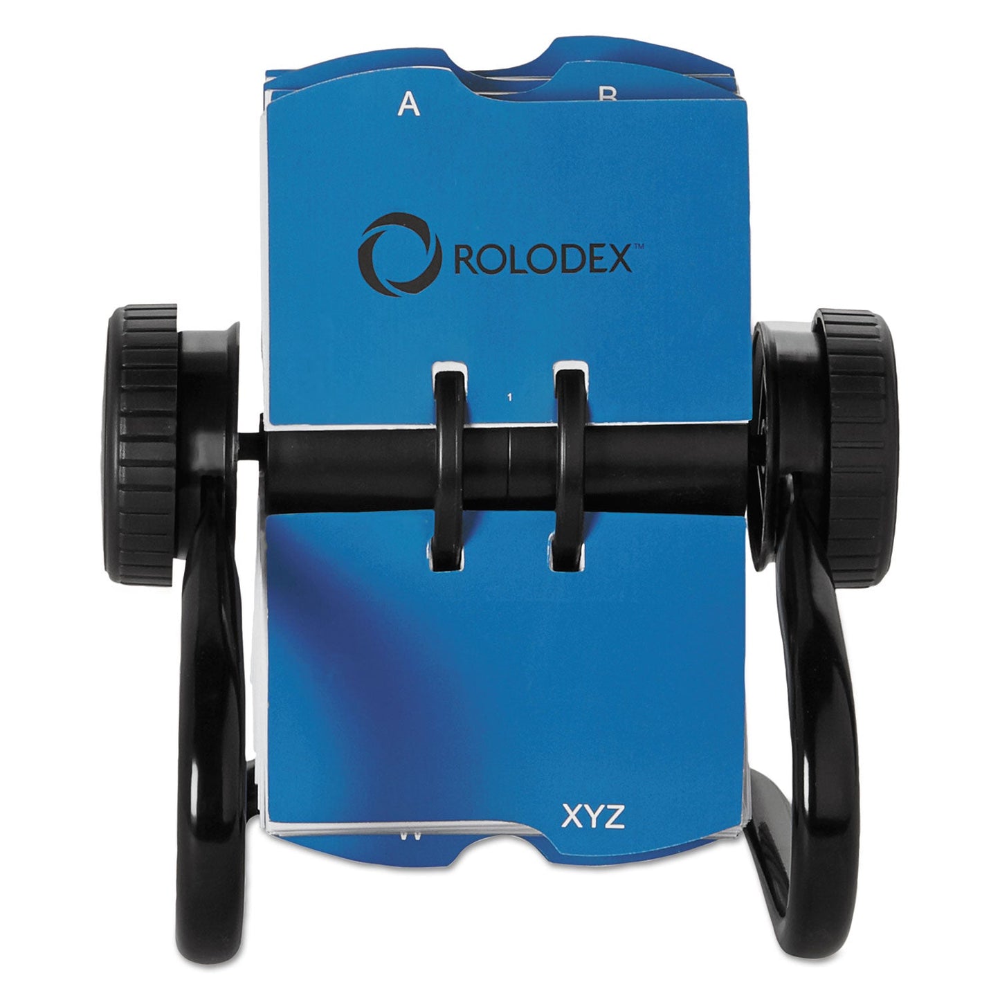 Rolodex Open Rotary Business Card File with 24 Guides, Holds 400 2.63 x 4 Cards, 6.5 x 5.61 x 5.08, Metal, Black