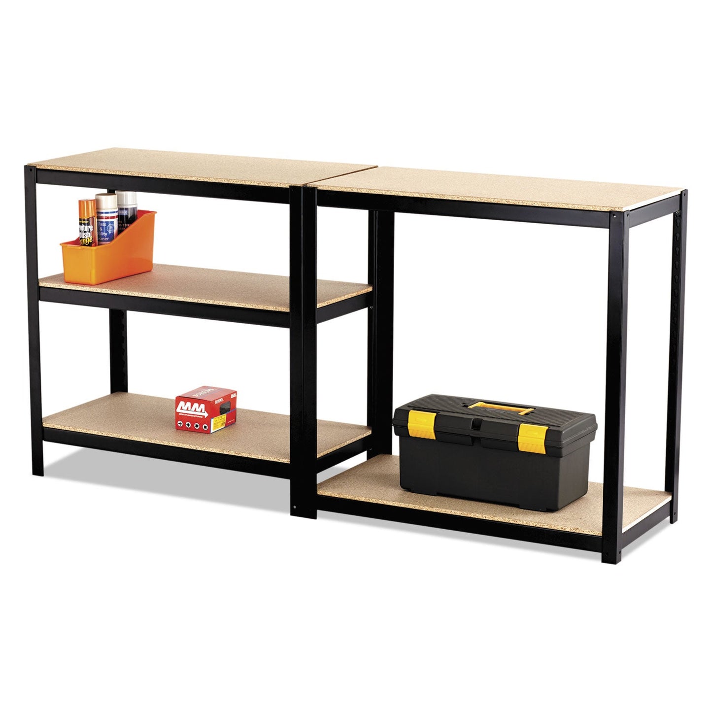 Safco Boltless Steel/Particleboard Shelving, Five-Shelf, 36w x 18d x 72h, Black