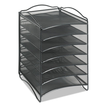 Safco Onyx Steel Mesh Lliterature Sorter, Six Compartments, 10.25 x 12.75 x 15.25, Black