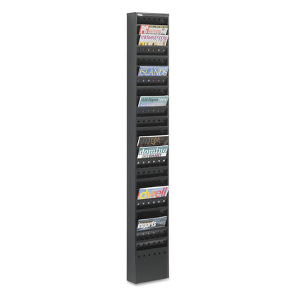 Safco Steel Magazine Rack, 23 Compartments, 10w x 4d x 65.5h, Black