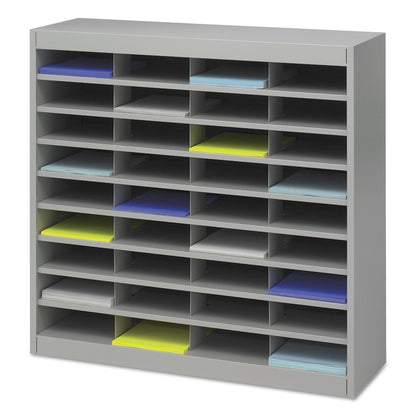Safco Steel/Fiberboard E-Z Stor Sorter, 36 Compartments, 37.5 x 12.75 x 36.5, Gray