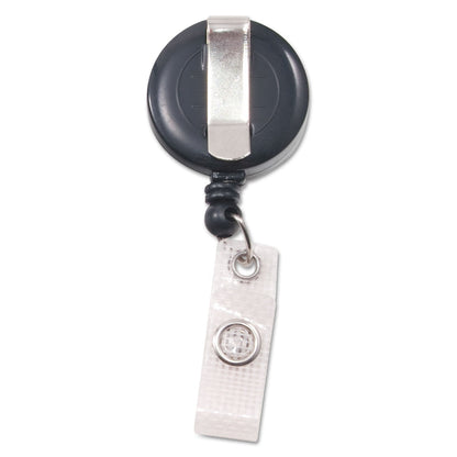 Advantus Deluxe Retractable ID Reel with Badge Holder, 24" Extension, Black, 12/Box