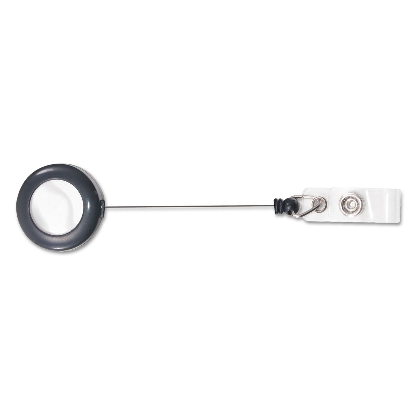 Advantus Deluxe Retractable ID Reel with Badge Holder, 24" Extension, Black, 12/Box