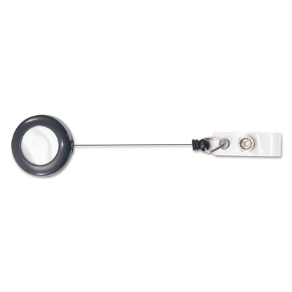 Advantus Deluxe Retractable ID Reel with Badge Holder, 24" Extension, Black, 12/Box