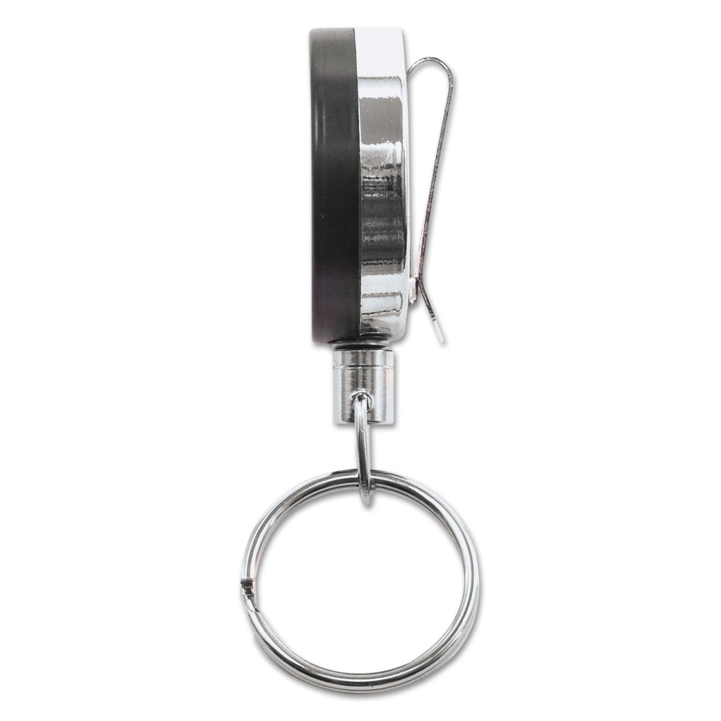 Advantus Heavy-Duty Retractable ID Card Reel, 18.5" Extension, Black/Chrome, 6/Pack