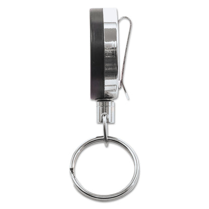 Advantus Heavy-Duty Retractable ID Card Reel, 18.5" Extension, Black/Chrome, 6/Pack