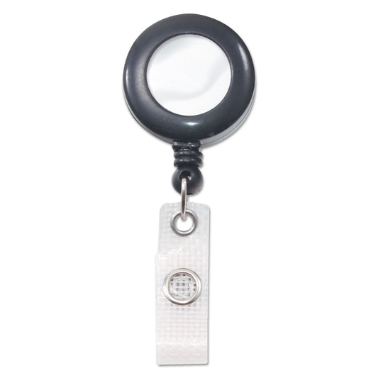 Advantus Deluxe Retractable ID Reel with Badge Holder, 24" Extension, Black, 12/Box