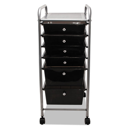 Advantus Portable Drawer Organizer, Metal, 1 Shelf, 6 Drawers, 13" x 15.38" x 32.13", Matte Gray/Smoke