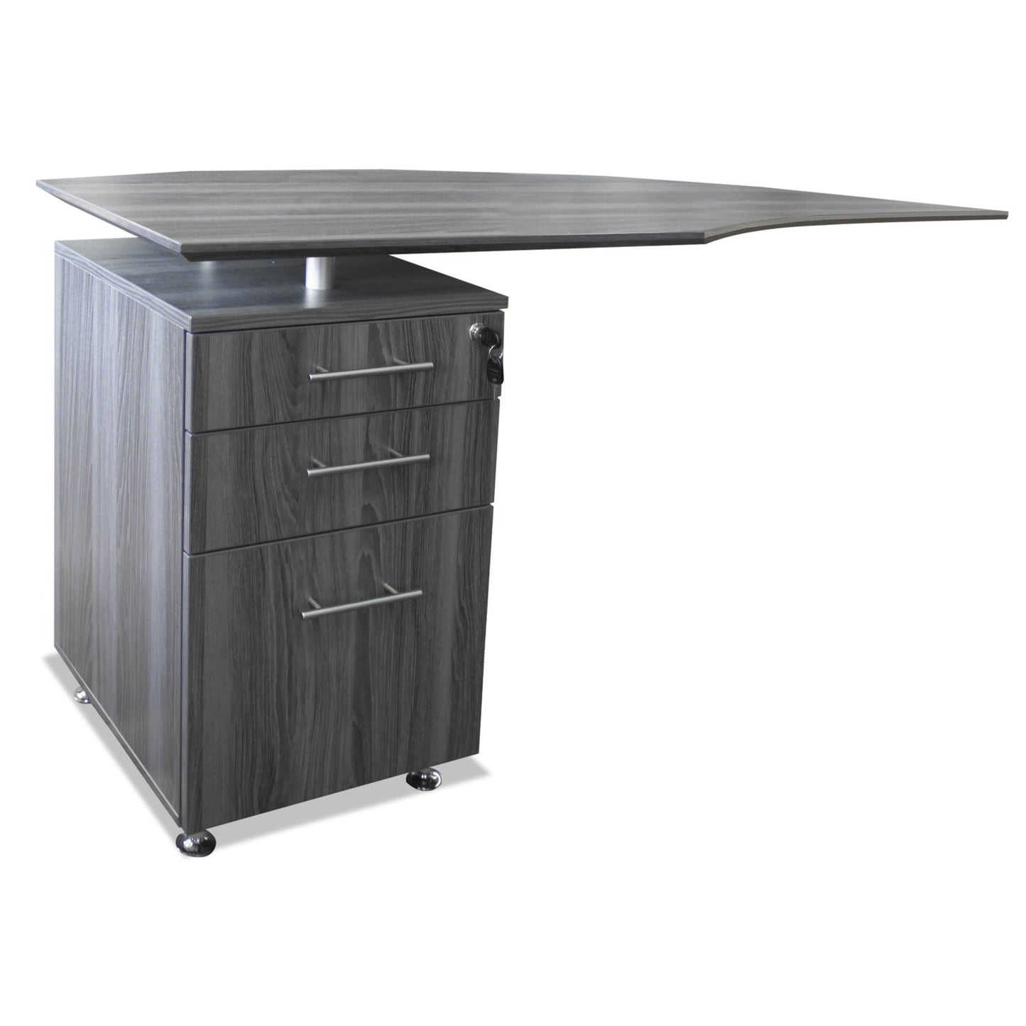 Safco Medina Laminate Pedestal, Left or Right, 3-Drawers: Pencil/Box/File, Legal/Letter, Gray Steel, 15.5" x 18.13" x 26.63"