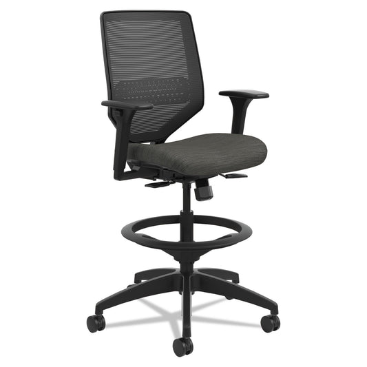 HON Solve Series Mesh Back Task Stool, Supports Up to 300 lb, 23" to 33" Seat Height, Ink Seat/Back, Black Base
