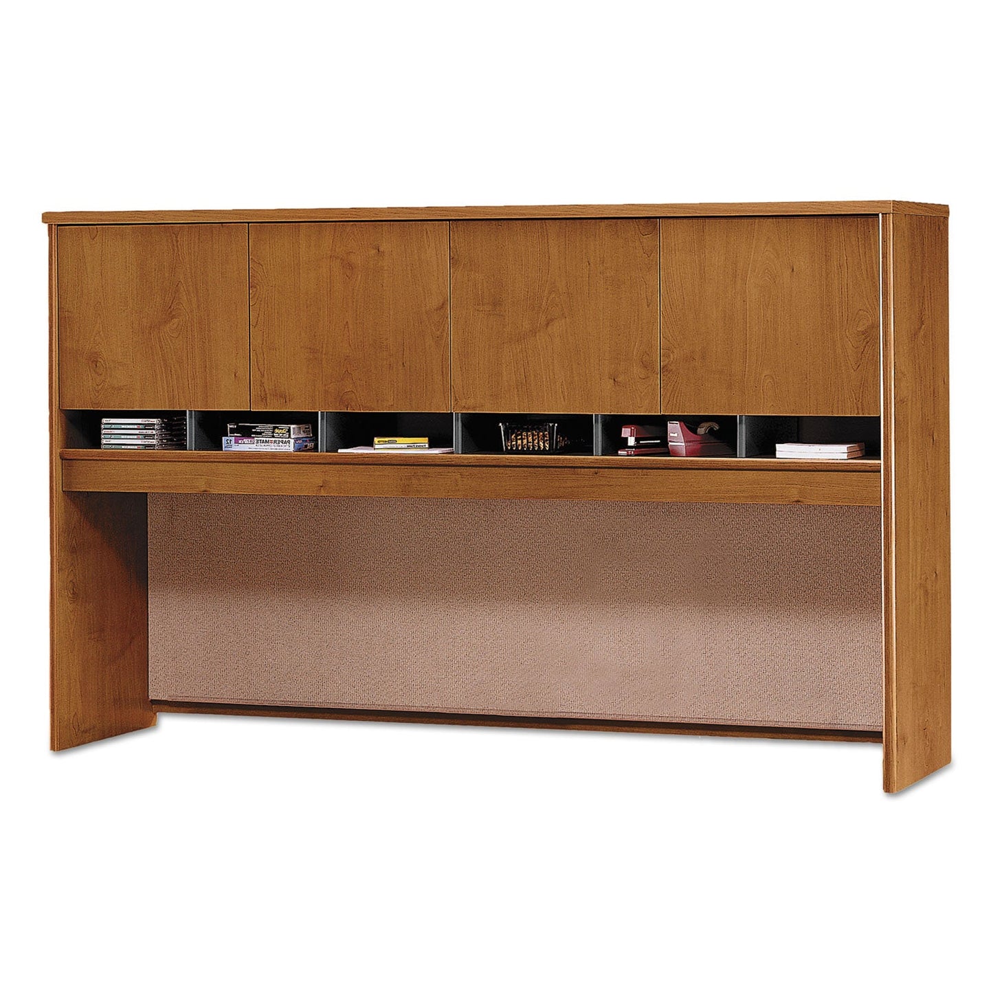 Bush Series C Collection 4 Door 72W Hutch, Box 1 of 2, 71.13w x 15.38d x 43.13h, Natural Cherry/Graphite Gray