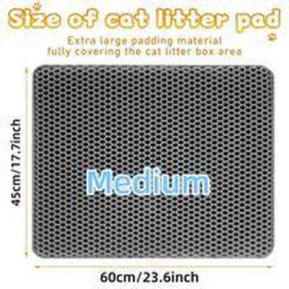 [Bb]Cat Litter Mat Double Layer Waterproof , Upgrade Waterproof Leakproof Back Layer, Honeycomb Trapping Mat, Washable, Easy to Clean, Scatter Control Kitty Litter Matt, Grey