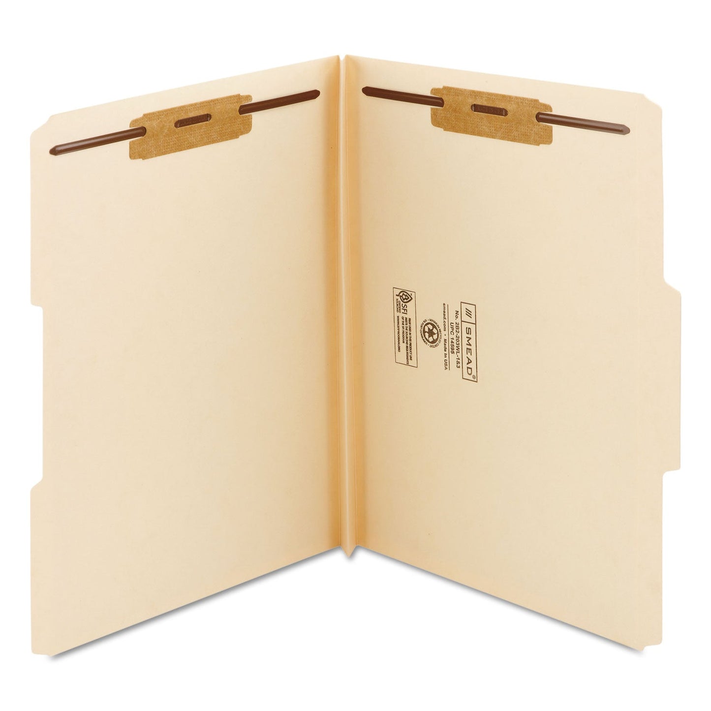 Smead Top Tab Manila Expansion Fastener Folders, 1.5" Expansion, 2 Fasteners, Letter Size, Manila Exterior, 50/Box