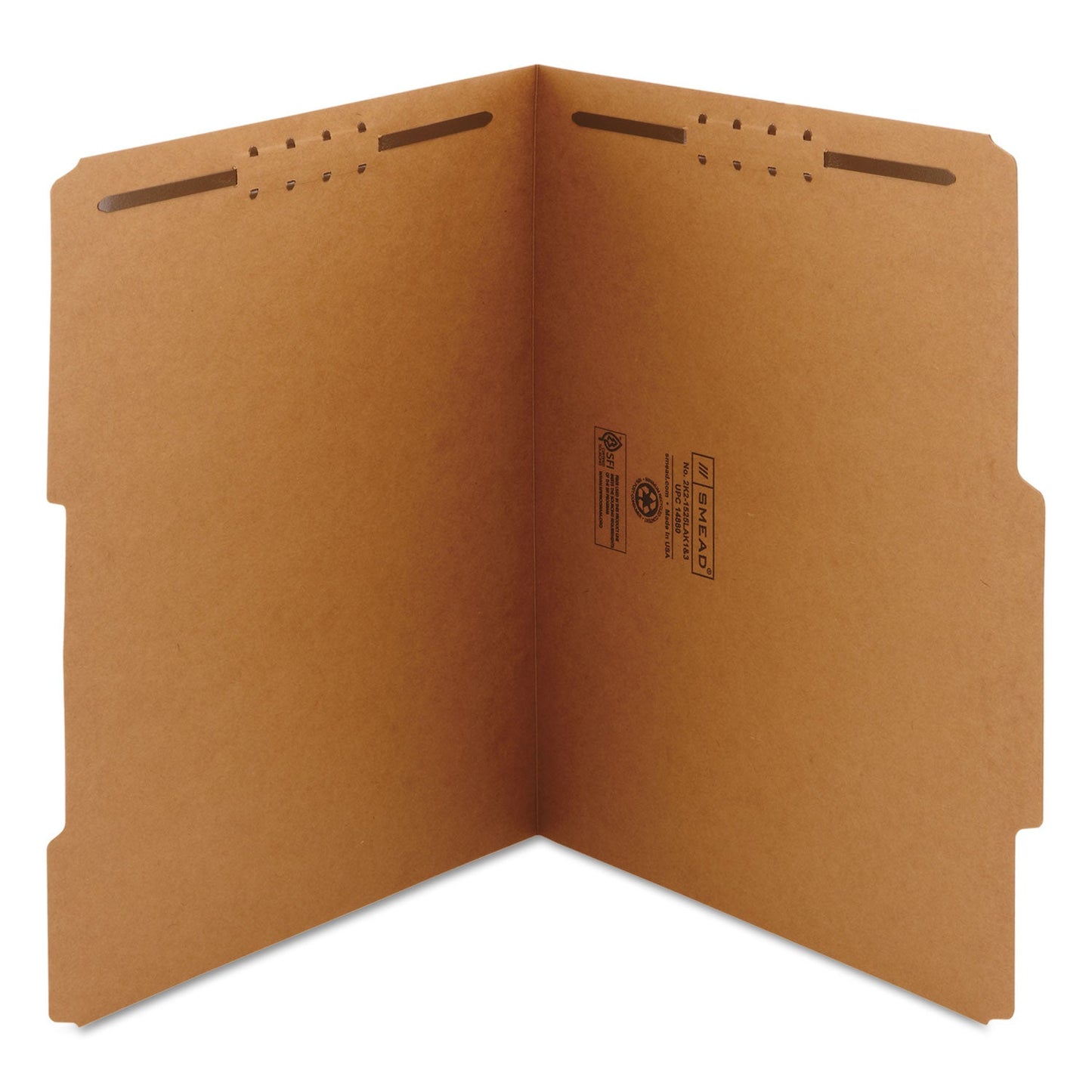Smead Top Tab Fastener Folders, Guide-Height 2/5-Cut Tabs: Right of Center, 2 Fasteners, Letter Size, 11-pt Kraft Exterior, 50/Box