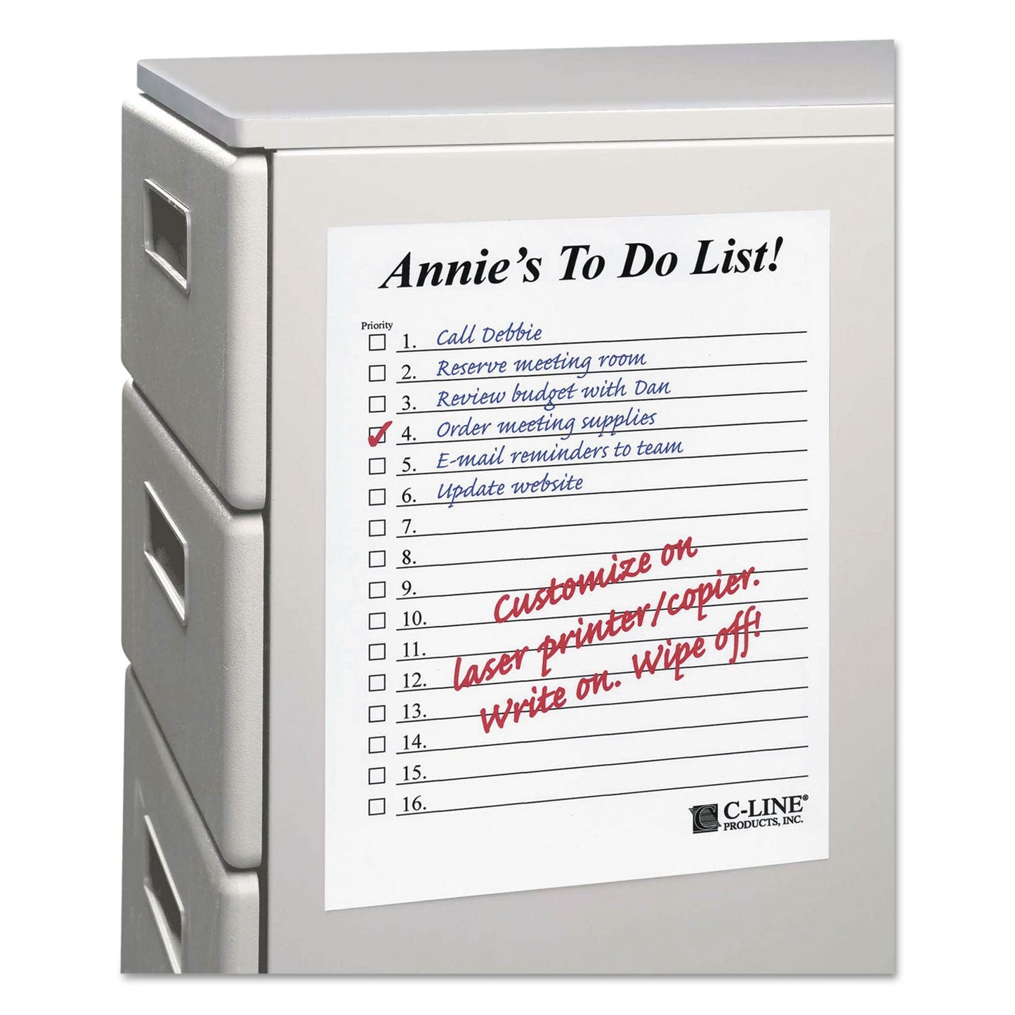 C-Line Peel and Stick Dry Erase Sheets, 8 1/2 x 11, White, 25 Sheets/Box
