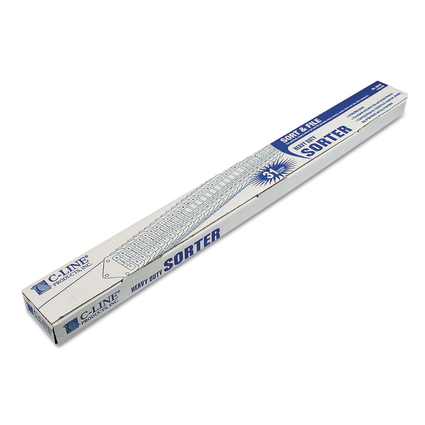 C-Line Heavy-Duty Indexed Sorter, 31 Dividers, Alpha/Numeric/Month/Date/Day Index, Letter Size, Blue Frame
