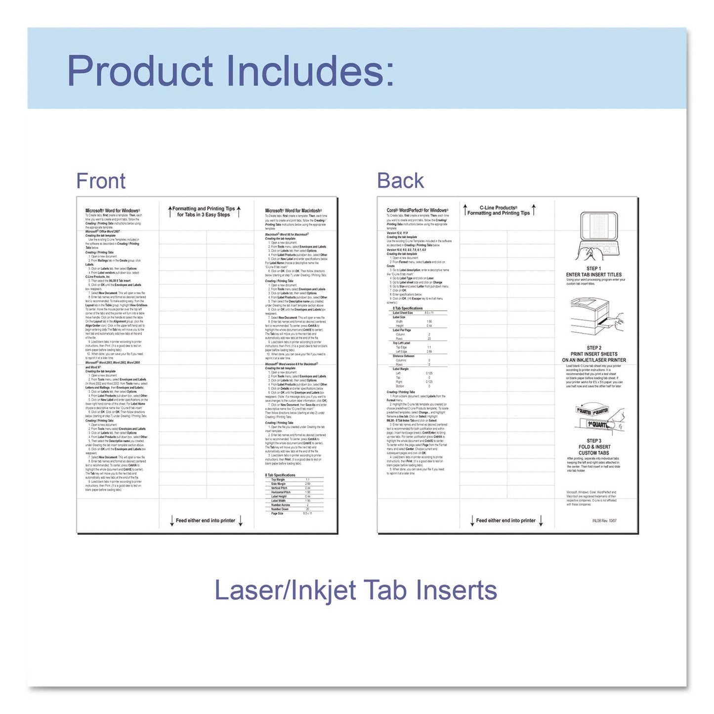 C-Line Sheet Protectors with Index Tabs, Clear Tabs, 2", 11 x 8.5, 8/Set