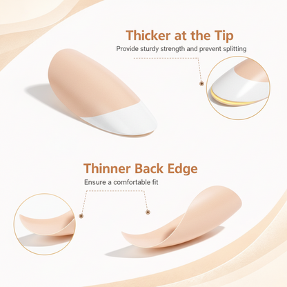 Salon-Style French Tip Press-On Nails - Coffin #036