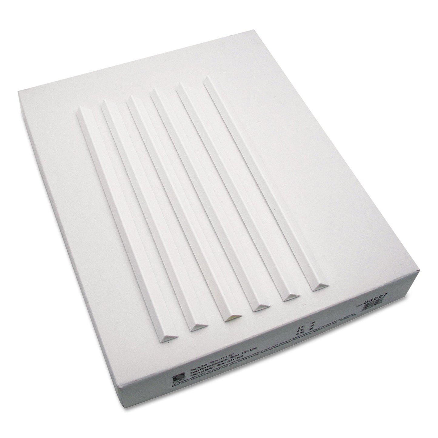 C-Line Slide 'N Grip Binding Bars, 60-Sheet Capacity, 11 x 0.5, White, 100/Box