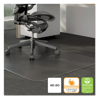 Alera Moderate Use Studded Chair Mat for Low Pile Carpet, 46 x 60, Rectangular, Clear