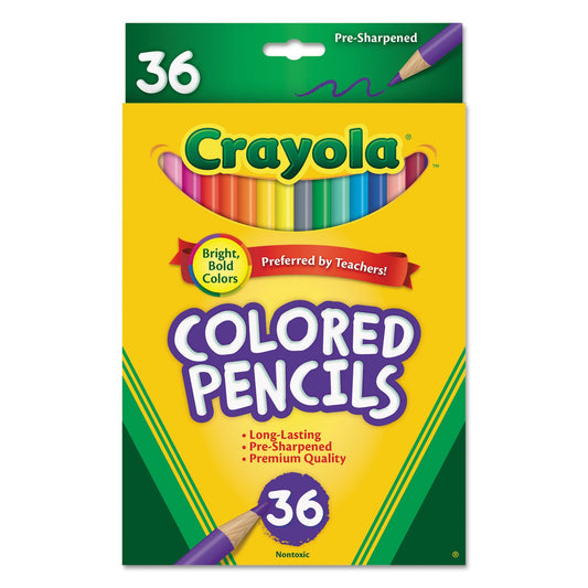 Crayola Short-Length Colored Pencil Set, 3.3 mm, 2B (#1), Assorted Lead/Barrel Colors, 36/Pack