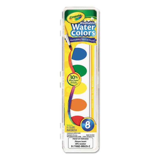 Crayola Washable Watercolor Paint, 8 Assorted Colors, Palette Tray