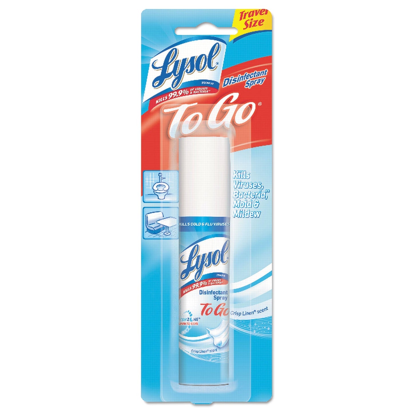 LYSOL Disinfectant Spray To Go, Crisp Linen, 1 oz Aerosol Spray, 12/Carton