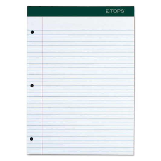 TOPS Double Docket Ruled Pads with Extra Sturdy Back, Medium/College Rule, 100 White 8.5 x 11.75 Sheets