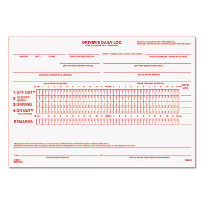 Rediform Driver's Daily Log, Two-Part Carbonless, 7.88 x 5.5, 1/Page, 31 Forms