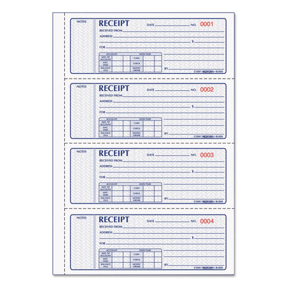 Rediform Money Receipt Book, Three-Part Carbonless, 7 x 2.75, 4/Page, 100 Forms