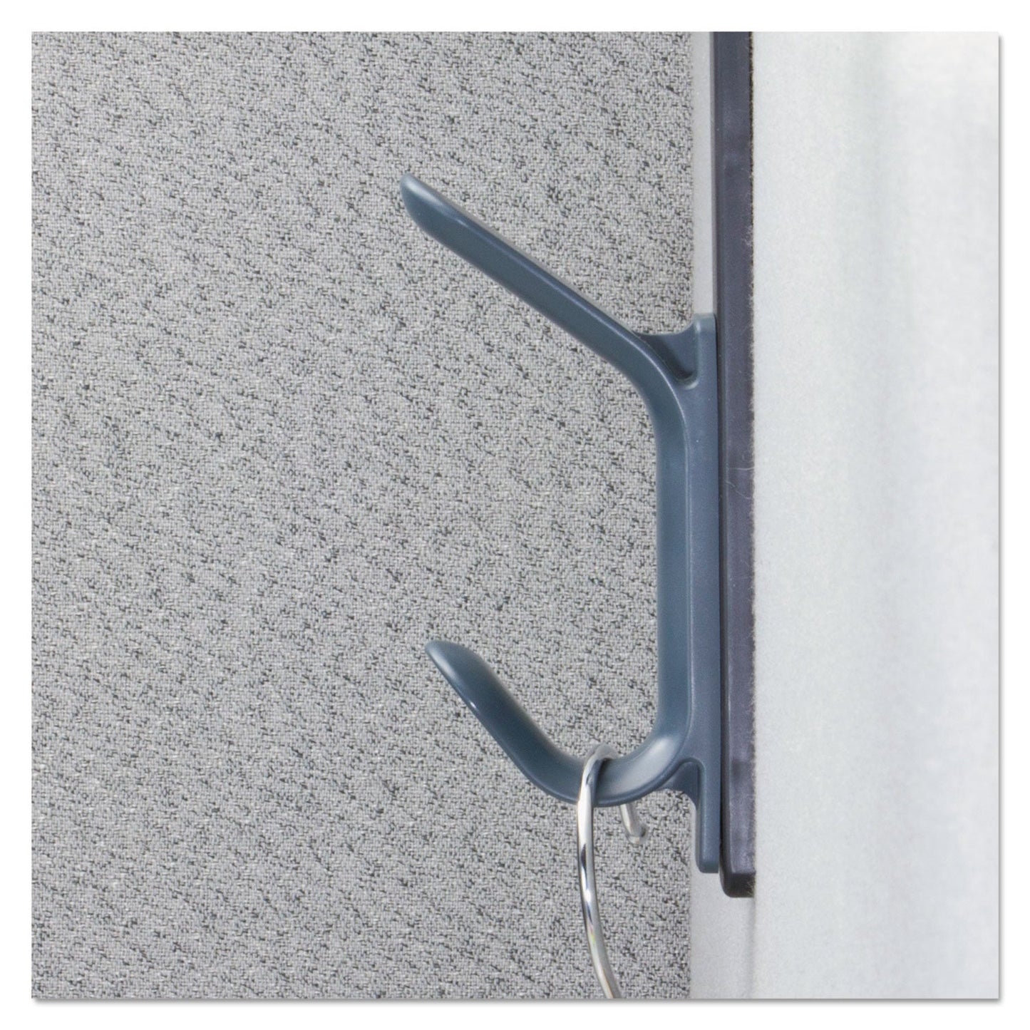 Universal Recycled Cubicle Double Coat Hook, Plastic, Charcoal