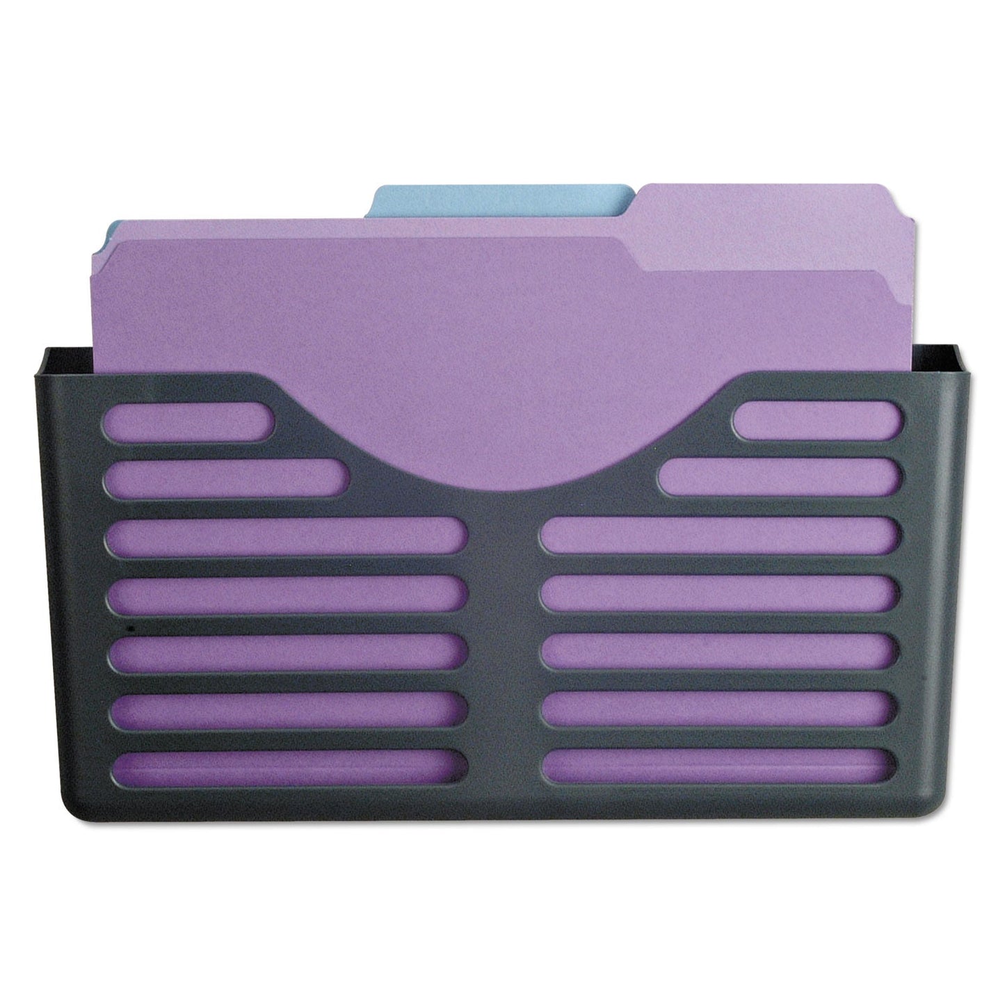 Universal Recycled Plastic Cubicle Single File Pocket, Cubicle Pins Mount, 13.5 x 3 x 7, Charcoal
