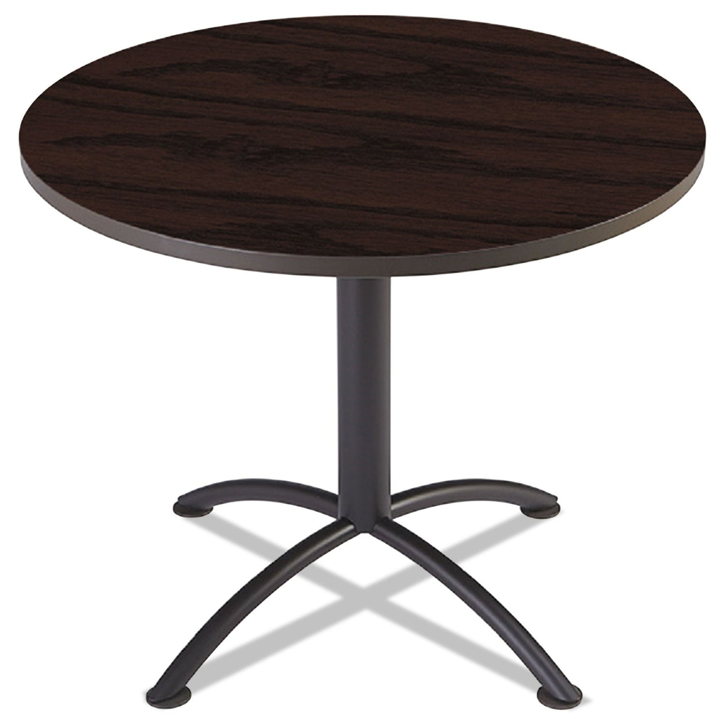 Iceberg iLand Table, Cafe-Height, Round Top, Contoured Edges, 36" Diameter x 29h, Mahogany/Black