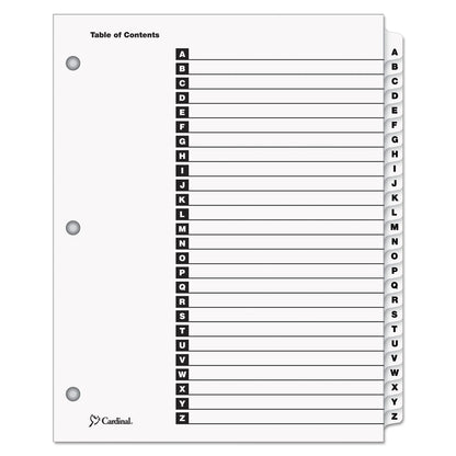 Cardinal OneStep Printable Table of Contents and Dividers, 26-Tab, A to Z, 11 x 8.5, White, White Tabs, 1 Set